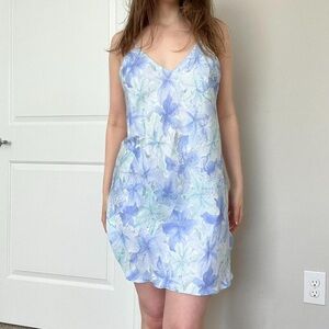 Vintage 90s Val Mode Blue Floral Slip Dress